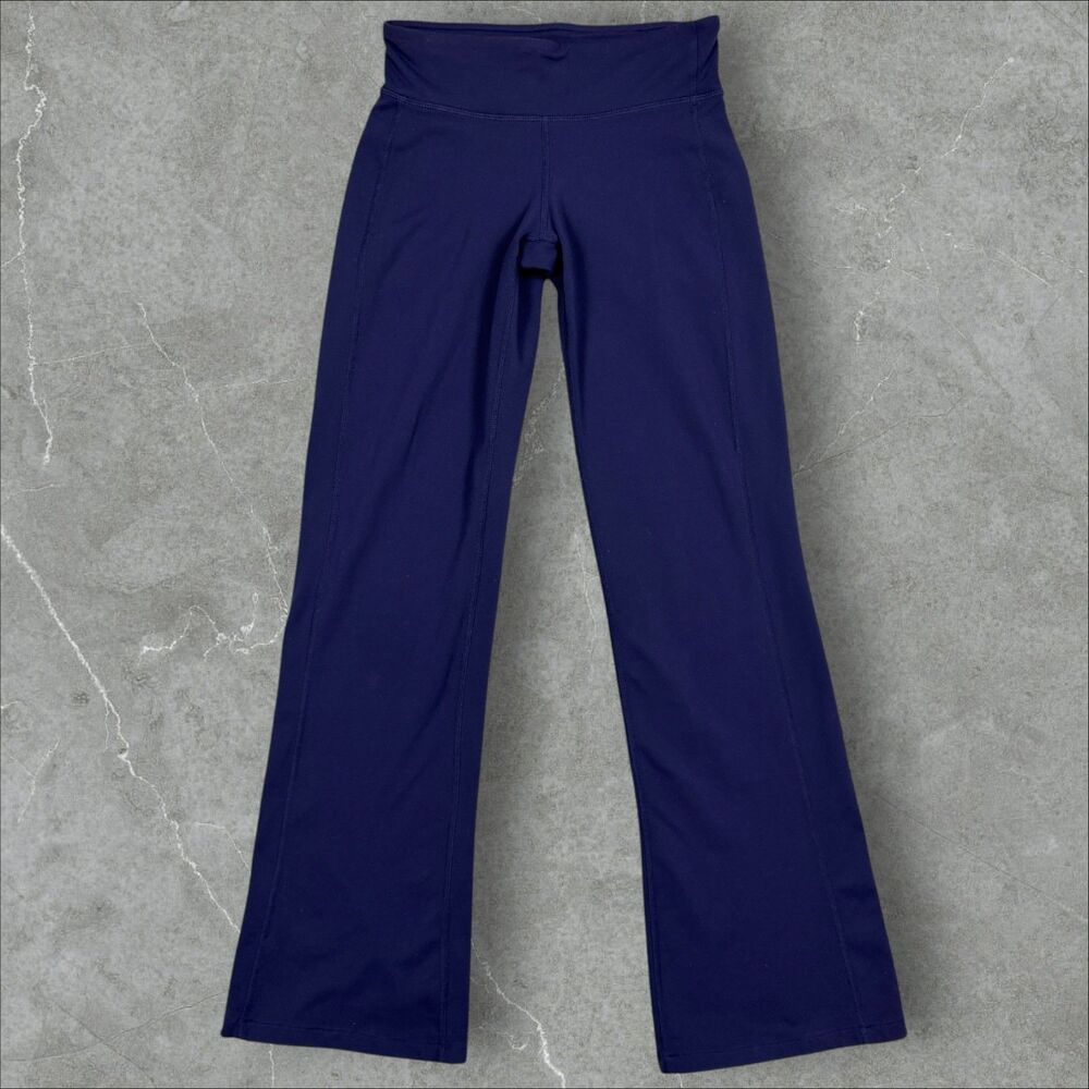 Athleta Women's Navy Blue Wide Leg Mid Rise Flare Yoga Pants - Size XXS